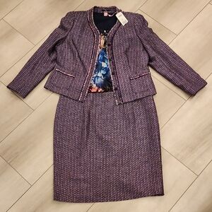 NWT Basler Nightlife Tweed Floral Suit Dress Size 46